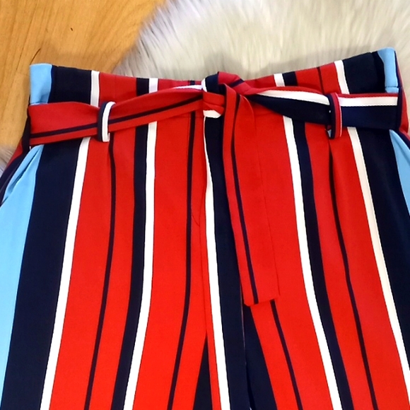 Romeo & Juliet Couture Striped Tie Waist Trousers-#1533 - Picture 5 of 12